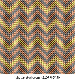 Vintage Chevron Streifen Christi stricken geometrische Vektorgrafik nahtlos. Ugly Pulater Stockinettenschmuck. Winternahtloses Strickmuster. Kunsthandwerk-Hintergrund.