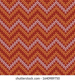 Vintage chevron stripes knitting texture geometric seamless pattern. Blanket knitwear structure imitation. Nordic style seamless knitted pattern. Repeatable background.