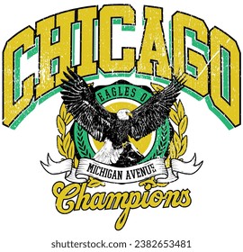 Vintage Chicago college eagles varsity design