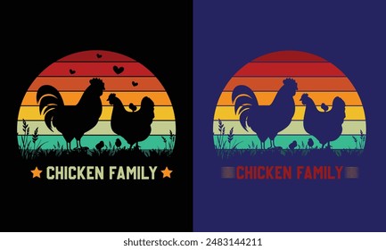 Vintage Chicken Family Reunion T-Shirt Design