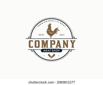 Vintage chicken farm logo template. Livestock logo