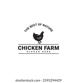 Vintage Chicken Farm Logo chicken farm logo vector illustration design, rooster on fence hipster logo design