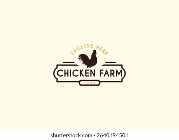 Vintage Chicken Farm Logo.chicken farm logo vector illustration design. Chicken Farming Logo Design
