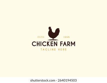 Vintage Chicken Farm Logo.chicken farm logo vector illustration design. Chicken Farming Logo Design