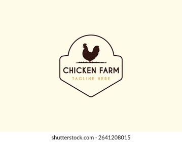 Vintage Chicken Farm Logo.chicken farm logo vector illustration design. Chicken Farming Logo Design