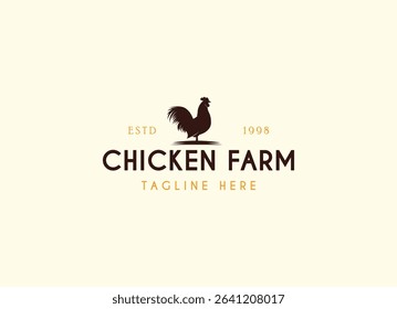 Vintage Chicken Farm Logo.chicken farm logo vector illustration design. Chicken Farming Logo Design