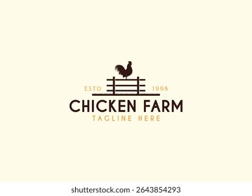 Vintage Chicken Farm Logo.chicken farm logo vector illustration design. Chicken Farming Logo Design