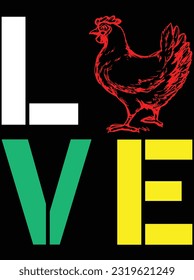 Vintage chicken love poultry farmer vector art design, eps file. design file for t-shirt. SVG, EPS cuttable design file svg