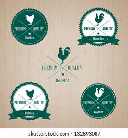 Vintage Chicken and Rooster Badge set | Editable EPS vector illustration