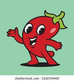 Vintage Chilli cute Mascot vector illustration