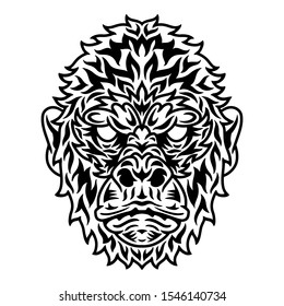 Vintage Chimpanzee face. Heading vintage style Isolated on a white background. Design element for logo, badge, tattoo, t-shirt, banner, poster.