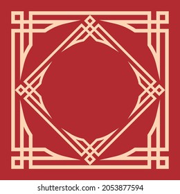 Vintage Chinese Border Frame on red