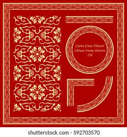 Vintage Chinese Frame Pattern Set Curve Cross Frame Flower