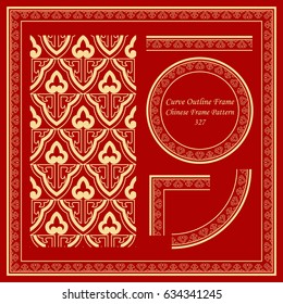 Vintage Chinese Frame Pattern Set curve outline geometry frame