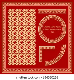 Vintage Chinese Frame Pattern Set oriental curve cross round chain