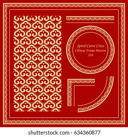 Vintage Chinese Frame Pattern Set oriental curve spiral cross chain