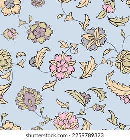 Vintage chintzy florals seamless pattern for fabric, wallpaper print, notebook cover or stationery.