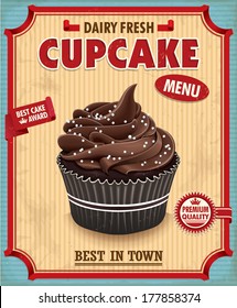 Vintage chocolate cupcake poster design 