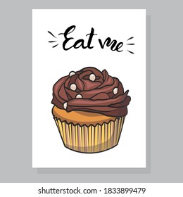 Vintage chocolate cupcake poster design