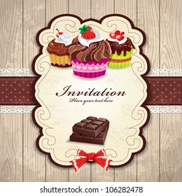 Vintage chocolate cupcake template