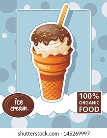 Vintage Chocolate ice cream Card Design, detailed vector illustration. Abstract Elegance food background