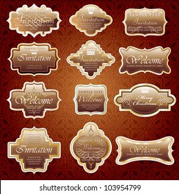 vintage chocolate shiny labels for invitation or other use