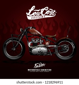 vintage chopper motorcycle illustration