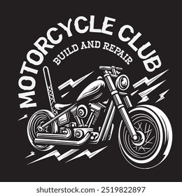 vintage chopper motorcycle illustration for clothing and logo design needs
