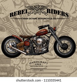 Vintage Chopper Motorcycle Poster