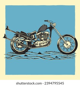 Vintage Chopper Motorcycle  Vector illustration art for t-shirt, poster, club etc.