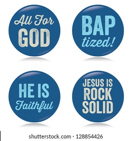 Vintage Christian buttons, blue