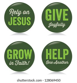 Vintage Christian buttons, green