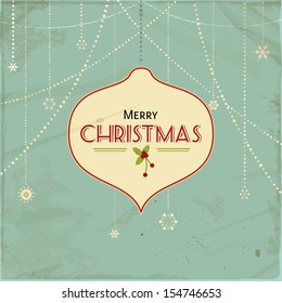 Vintage Christmas background with Bauble, snowflake and beads on blue