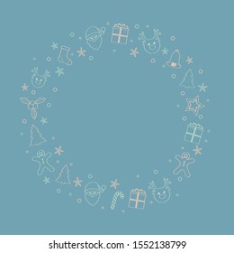 Vintage Christmas background with garland and decorations. Vector.