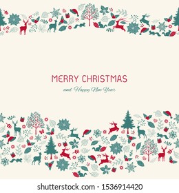 Vintage Christmas background with text for greeting card,decorative,fashion,fabric,textile,print or wrapping paper,vector illustration