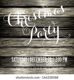 Vintage Christmas Background, Wood Texture, Vector