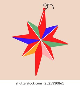 Vintage christmas ball. Xmas ball isolated. December decoration design in old retro style. Winter holiday adornment, tree decor, toy, ball. Vector illustration EPS 10.