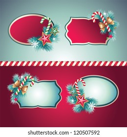 vintage Christmas banner tag label set
