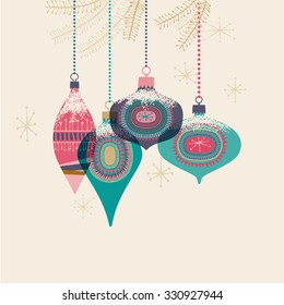 Vintage Christmas baubles, eps10 vector