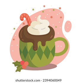 Vintage Christmas Beverage Doodle Illustration