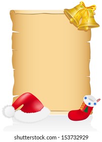 vintage christmas blank scroll vector illustration isolated on white background