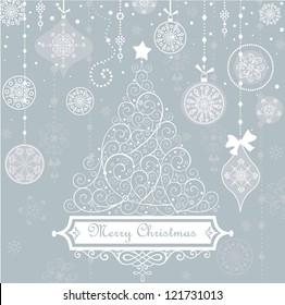 Vintage christmas blue card