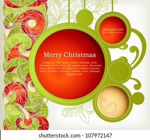 Vintage Christmas Card. Abstract web design bubble