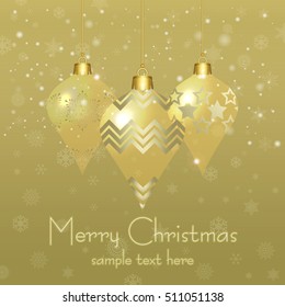 Vintage Christmas card with Christmas Balls.


