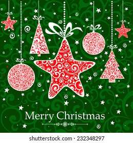 Vintage Christmas Card. Beautiful Christmas Star. Vector Illustration 