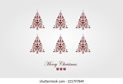 Vintage Christmas Card . Beautiful Christmas tree illustration. Vector