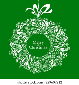 Vintage Christmas card. Celebration background with Christmas wreath and place for your text. Vector Illustration 
