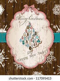 Vintage Christmas card, dark pastel.Vector illustration EPS10