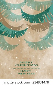 Vintage Christmas card with Christmas decorations, Xmas card