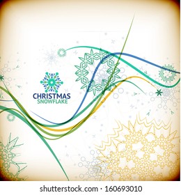 Vintage Christmas card with decorative snowflakes